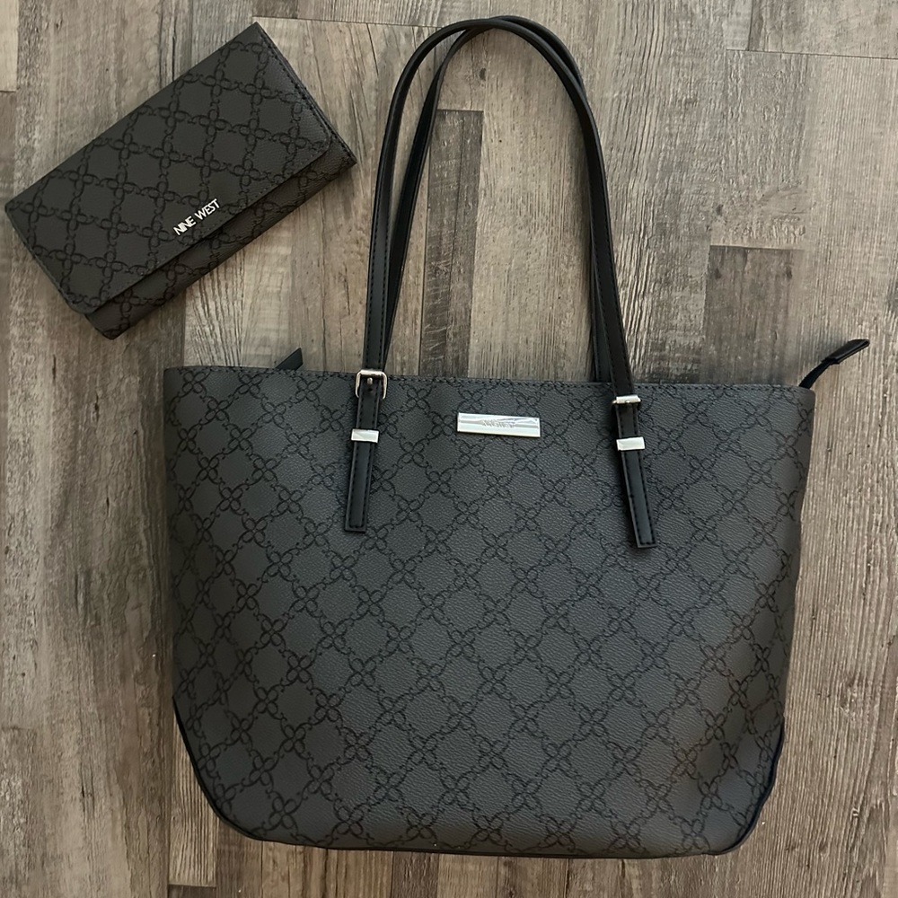 Nine West Handbag and Wallet Black and Gray